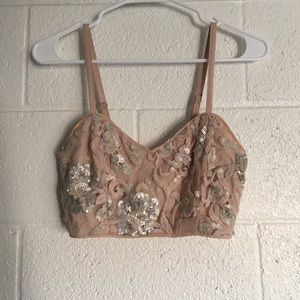 Dream Chiffon Pink Cropped Embroidered Bustier